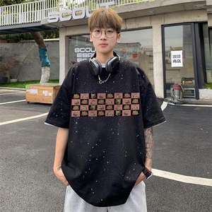 量大优供抖音视频 支持得物配合二开美式满天星亮片短袖T恤MTX381图片