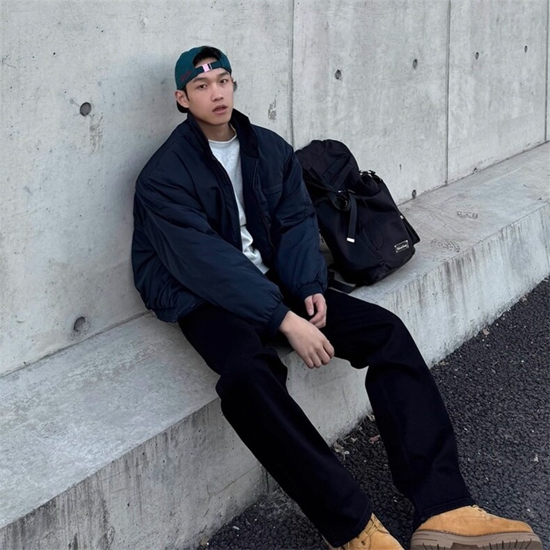三防加厚棉服男女冬季新款日系复古纯色翻领美拉德古着风棉衣外套,男装棉衣,星座506A