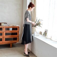 长袖显瘦连衣裙2021年夏季修身百搭潮流简约个性时尚圆领，女装连衣裙，香香