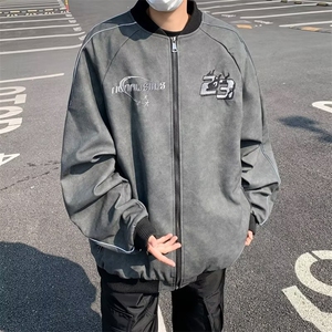 F233-P78 春季百搭宽松棒球服外套2024新款复古潮牌夹克男 现货图片