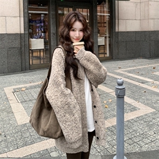 冬装羊绒立领开衫中长款毛衣外套2C239-107-P165-K258，女装针织衫/毛衣，2C239