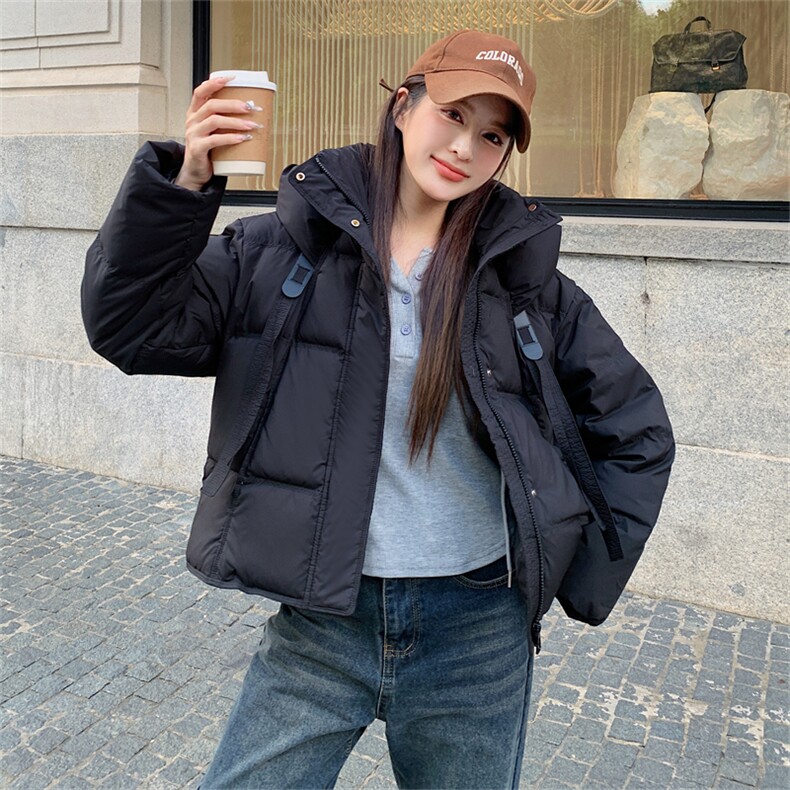 白鸭绒羽绒服女2024年冬季新款短款连帽外套,女装羽绒服,鑫火火