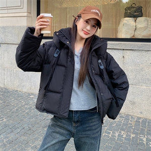 白鸭绒羽绒服女2024年冬季新款短款连帽外套图片