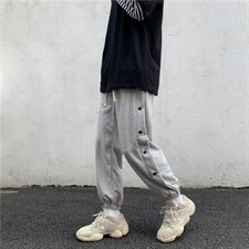排扣运动裤休闲裤男士哈伦裤宽松潮流长裤子直筒束脚裤K6136-P35，男装休闲裤，星座1008-1