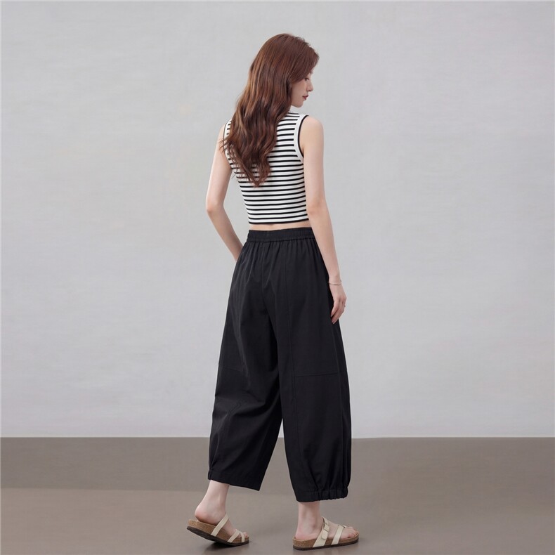 【夏季女装新款】时尚休闲简约百搭八分裤,女装休闲裤,缘衣格