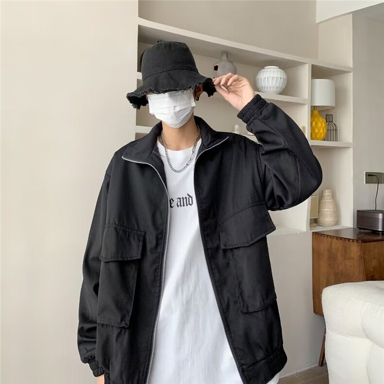 立领痞帅夹克外套男春秋款冲锋衣轻熟风工装潮牌衣服,男装夹克,星座716-3