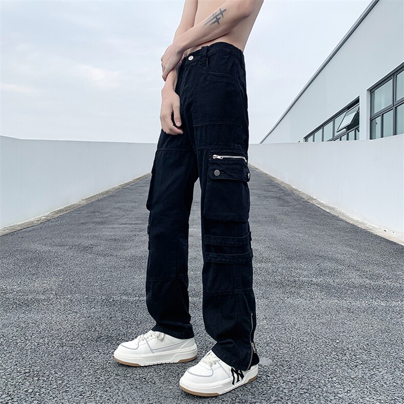 B221美式ins高街暗黑小众拉链工装休闲裤子LK23045-P75控98,男装休闲裤,电商B221