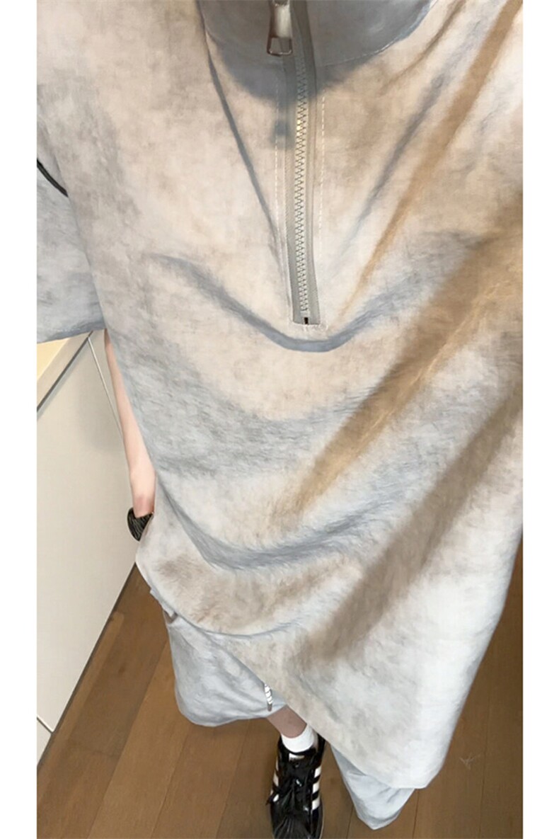 港风可翻立领扎染大码M-5XL肩部拼接条纹运动套装TZ78177P65控98,男装休闲套装,星座226-1