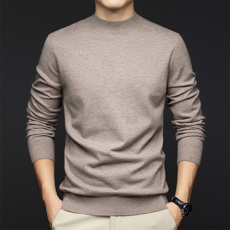 G2381男式2026年秋冬新款羊毛衫男针织衫圆领纯色打底衫毛衣，男装针织衫/毛衣，电商B360