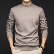 G2381男式2026年秋冬新款羊毛衫男针织衫圆领纯色打底衫毛衣，男装针织衫/毛衣，电商B360