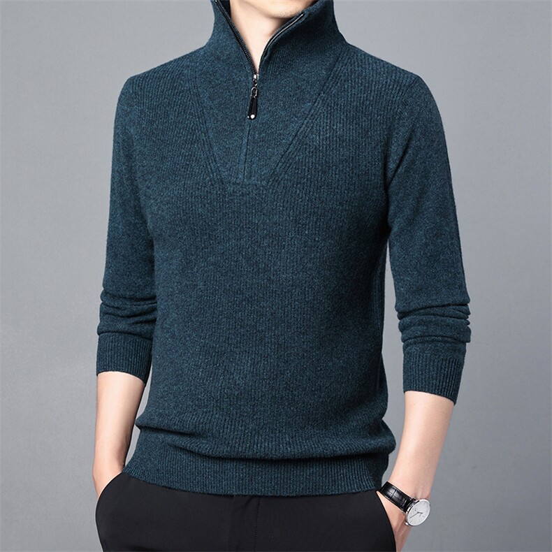 CM61122钱塘2020-2冬季厚款新款中年男士半高领拉链羊毛衫P165,男装针织衫/毛衣,钱塘207-2
