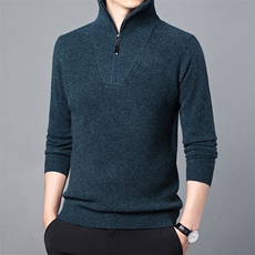 CM61122钱塘2020-2冬季厚款新款中年男士半高领拉链羊毛衫P165，男装针织衫/毛衣，钱塘207-2