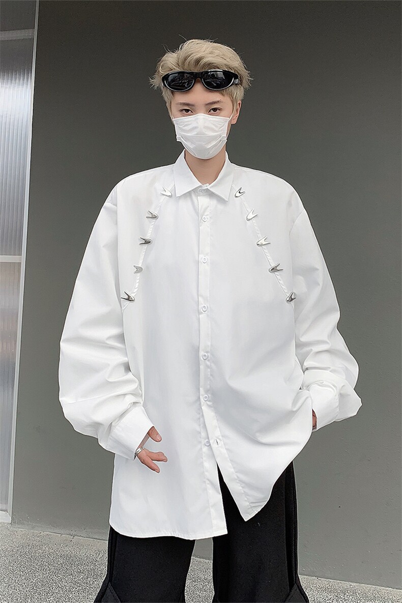 男装衬衫24春季金属设计感男休闲长袖衬衣衫XZ514-2-202416-P78,男装衬衫,星座514-2(原B239)
