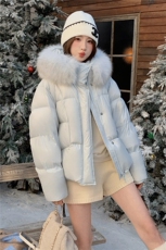现货现货现货超大狐狸毛90白鸭绒羽绒服2B153-8811-P435-K535，女装羽绒服，2B153