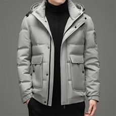 21冬装连帽宽松纯色羽绒服男士休闲保暖外套90%白鸭绒ZG2936-P270，男装羽绒服，电商B212（原钱塘6029）