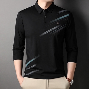 商务休闲翻领Polo衫男士长袖T恤休闲修身体恤时尚男装HP232-P63图片