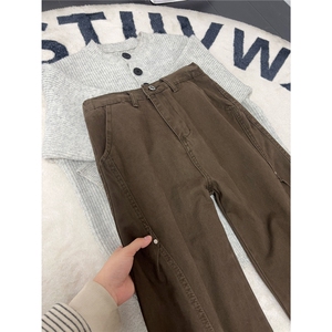 B221美式ins高街斜切宽松直筒洗褪工装牛仔裤LK25610-特P48控88