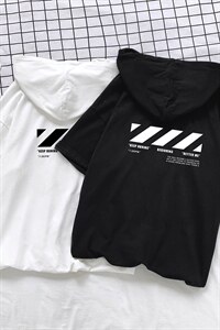 LD54128-P45 连帽短袖t恤男大码胖子带帽五分袖中袖图片