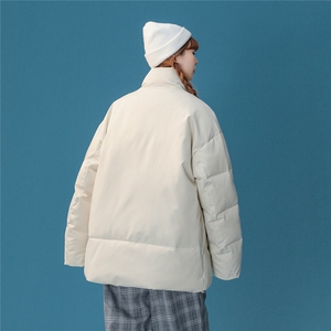 中性 22冬季新品简约字母印花面包服立领加绒加厚棉服外套MY51P65图片
