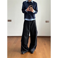 假两件衬衫男款系学院风穿搭美式格纹拼接长袖衬衣FC11P45，男装衬衫，星座1013-5