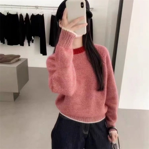 秋冬季羊毛休闲百搭时尚精致圆领宽松羊毛衫图片