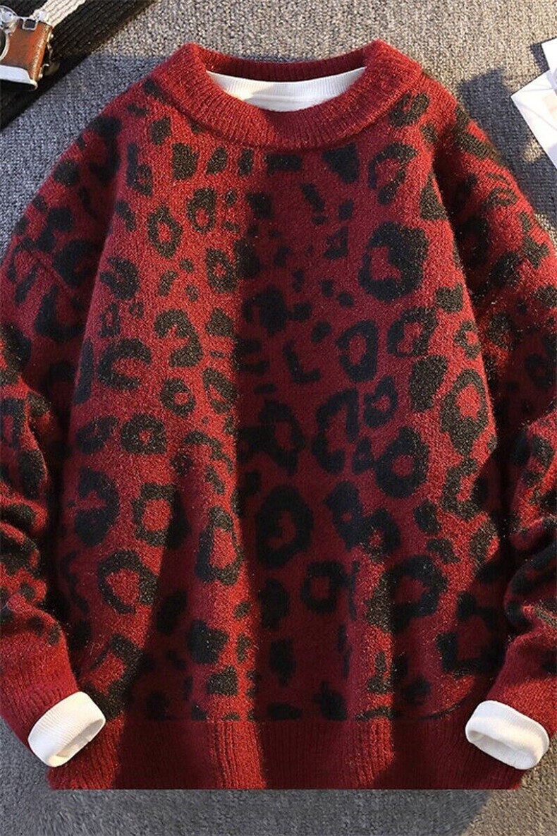 76310-特P70秋冬提花豹纹个性休闲毛衣男长袖针织打底衫,男装针织衫/毛衣,电商D310B