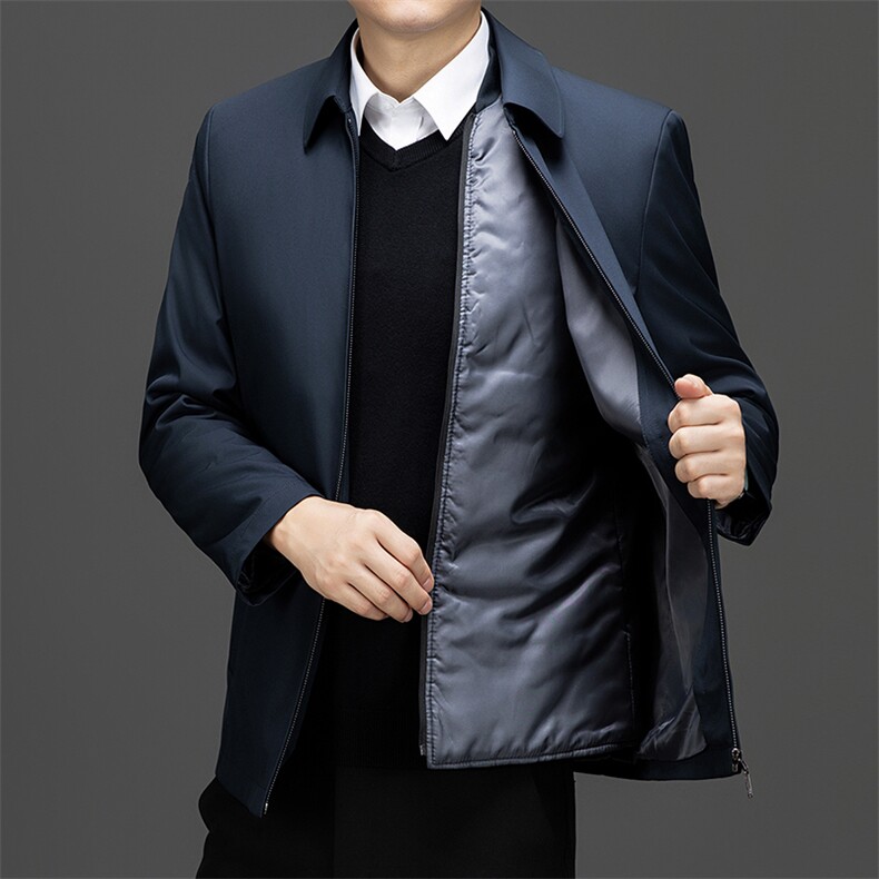 可脱卸棉衣男士夹棉外套中老年爸爸装秋冬季加厚行政夹克棉服棉袄图片