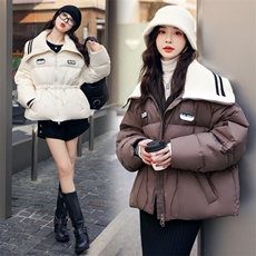 短款羽绒服女冬2024新款韩系ins贴标面包服蓬松90白鸭绒外套，女装羽绒服，韩蜜菓
