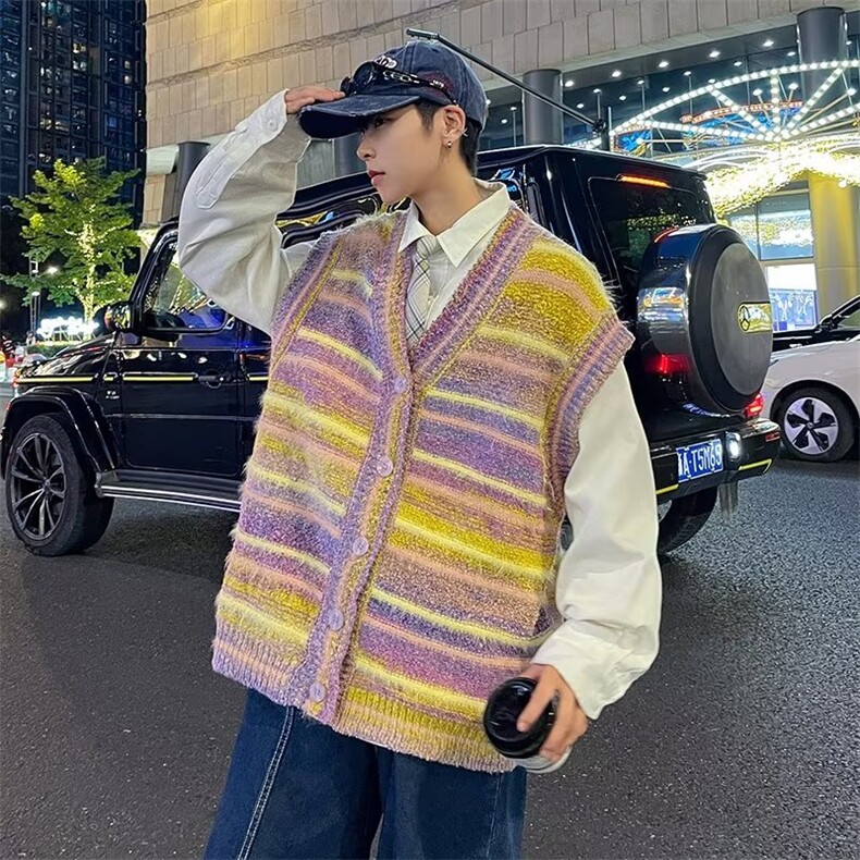 男百搭潮流时尚渐变拼仿貂绒背心马甲A325P58，男装背心/马甲，星座1116-2