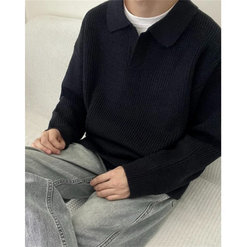 polo领毛衣男秋冬美式复古套头针织衫cleanfit慵懒外套 M5015图片