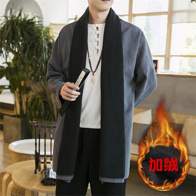 2020冬季中国风开衫加绒加厚亚麻长袖开衫披风男外套D584P105,男装针织衫/毛衣,星座312B-2