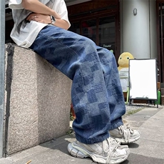 春夏季薄款男士2024新款休闲潮牌潮流直筒宽松阔腿长裤子1201P45，男装休闲裤，星座410-2