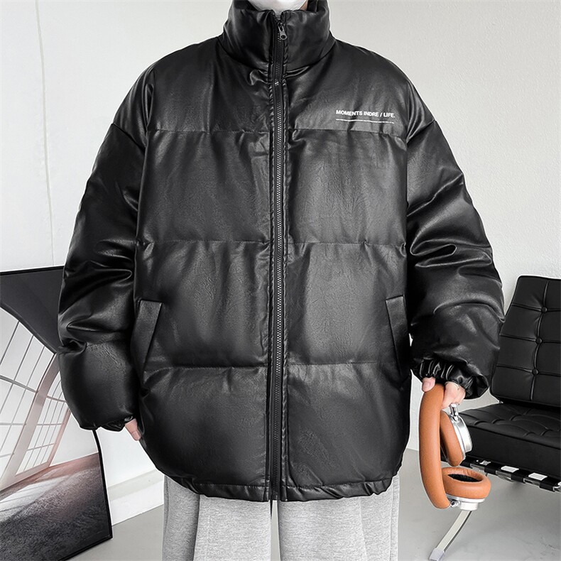 冬季字母印花皮棉衣男立领加厚男士棉服潮流棉袄A266-PY2101-P110,男装棉衣,电商A266
