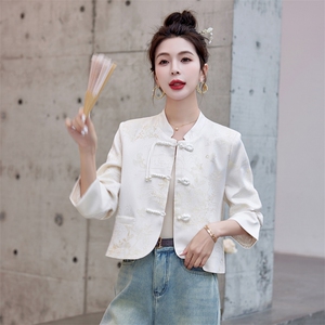 新中式国风外套女短款2025春秋新款百搭小香风夹克显瘦小个子上衣图片