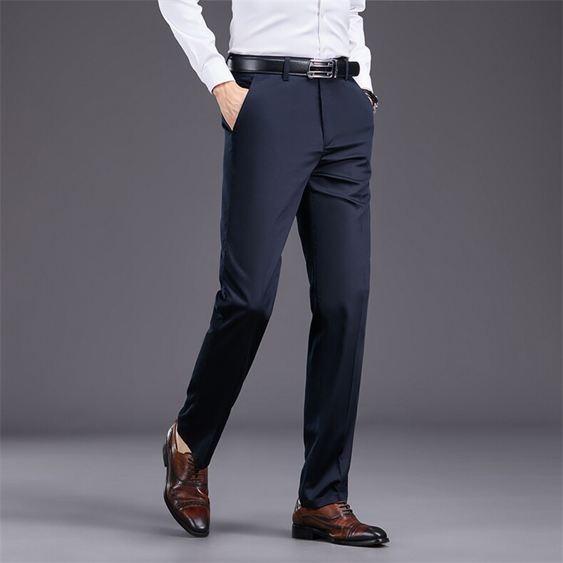 春夏新款2023年男士宽松直筒大板中老年爸爸弹力长裤商务休闲裤子，男装西裤，电商B360