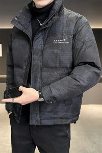 B353 8663 P185白色雪山印花2024年冬季男羽绒服男 控卷后258图片