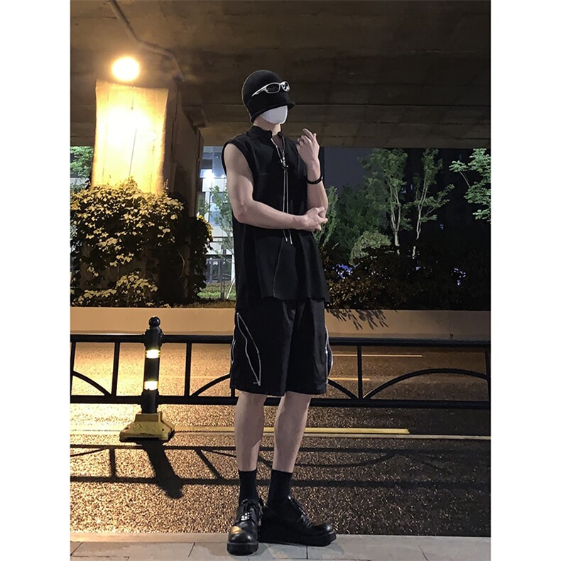 B221 美式ins高街暗黑小众拉链休闲短裤五分裤 LK23058-P55 控78图片