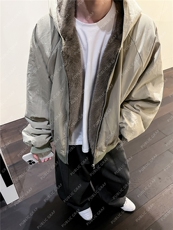 网图座山雕双面穿加厚保暖冬季连帽棉衣外套男女情侣款棉服P118，男装棉衣，电商C306-1