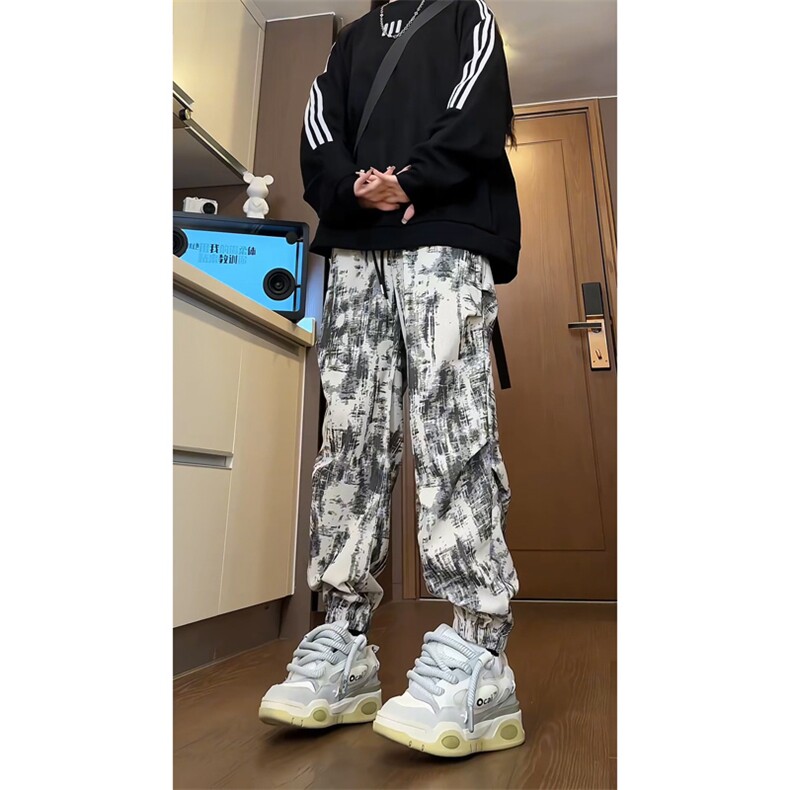 量大优供视频扎染灯芯绒束脚休闲裤男CP83-特P35,男装休闲裤,电商B371