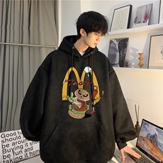麂皮绒连帽卫衣美式趣味汉堡印花JK23409特批p43-控69，男装卫衣，星座605(原A050)