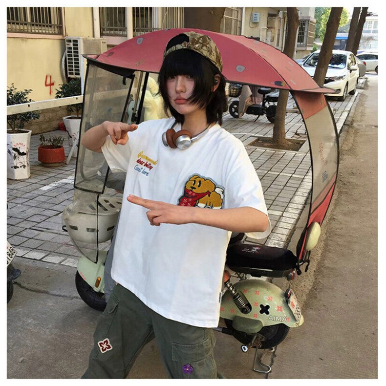 万针全刺绣工艺抖音得物高品质260克重磅纯棉双纱美式高街短袖T恤,男装T恤,电商A486