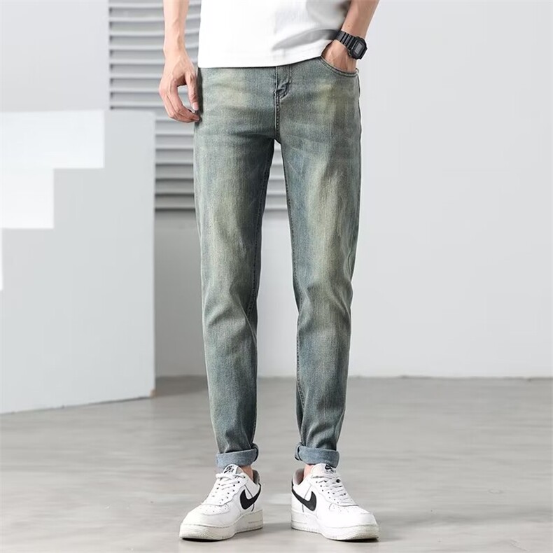 男士牛仔裤男款修身破洞补丁小脚裤子男高弹力轻奢N617,男装牛仔裤,星座1116A-2（原606A-1）