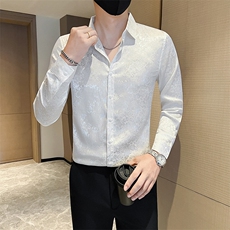 银社会小伙店主风男士长袖修身花衬衫301A-1/CS509/P55，男装衬衫，星座301A-1