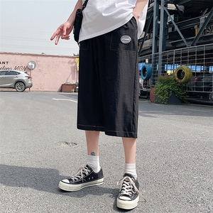 港风男士宽松直筒潮流运动休闲ins蓝底潮牌七分裤DK7107-P37控58,抖音视频男士穿衣搭配图片