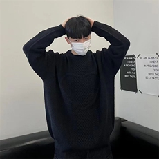 ins风秋冬圆领毛衣男装宽松爱心提花针织衫毛衫XZ716A-MS905P75，男装针织衫/毛衣，星座716A（原星座815-4）