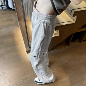 伞兵工装裤子男夏季薄款包边宽松直筒阔腿裤休闲裤 K518图片