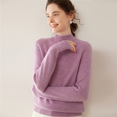 2025年秋季新款七针插肩半高领针织上衣时尚休闲通勤百搭，女装羊绒衫，圣寒羊绒