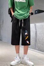 QK72165-P25冰丝七分裤男大码速干短裤男五分裤港风，男装休闲裤，电商A040