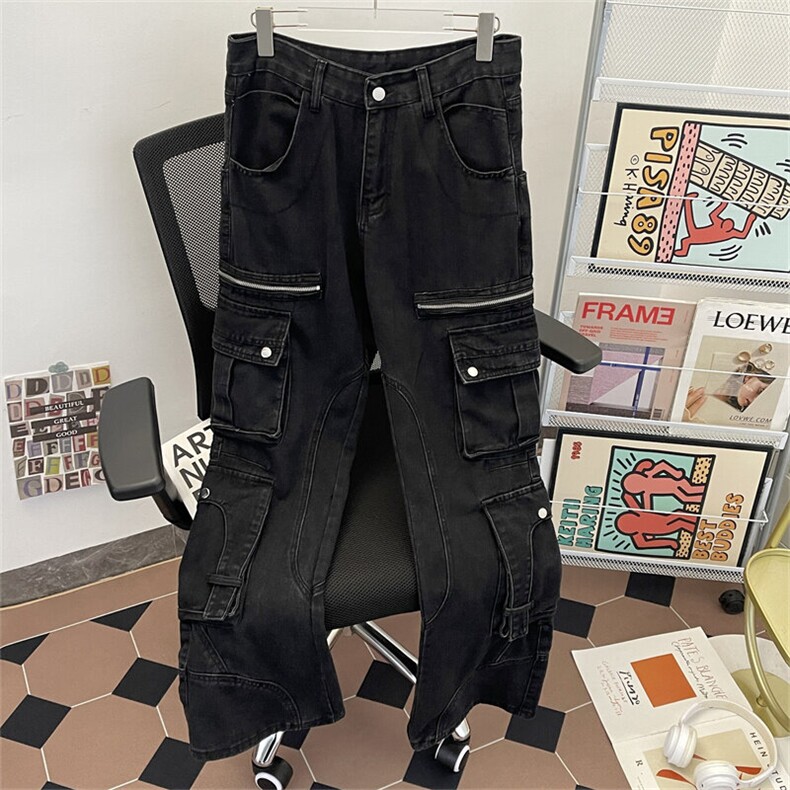 美式多口袋设计感工装裤潮牌慵懒风宽松休闲拖地裤，男装工装外套，星座410-6（原星座1304-1）