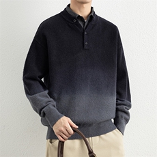 25780-P73假两件衬衫领毛衣套头衫男针织衫渐变色宽松打底衫，男装T恤，电商D310B